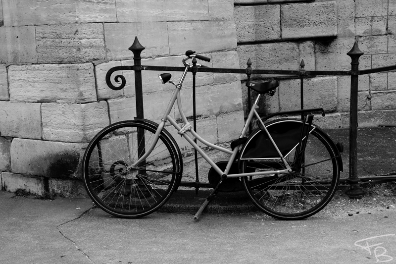 Black and White Paris an old bycicle 